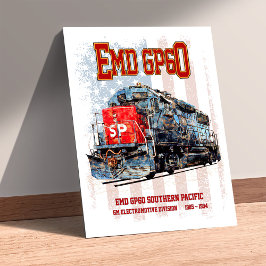 EMD GP60 ディーゼル機関車とアメリカ国旗 ポスター