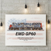 EMD GP60 ディーゼル機関車とアメリカ国旗 ポスター