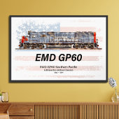 EMD GP60 ディーゼル機関車とアメリカ国旗 ポスター