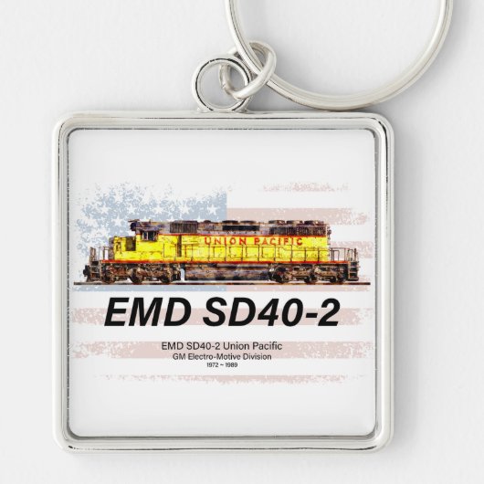 EMD SD40-2ディーゼル機関車。アメリカ国旗 キーホルダー (正面)