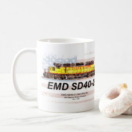 EMD SD40-2ディーゼル機関車。アメリカ国旗 コーヒーマグカップ