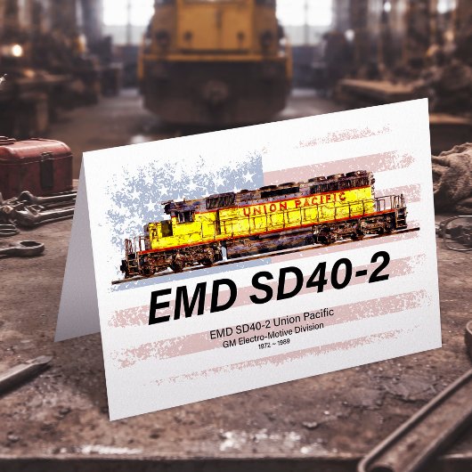 EMD SD40-2ディーゼル機関車。アメリカ国旗 サンキューカード