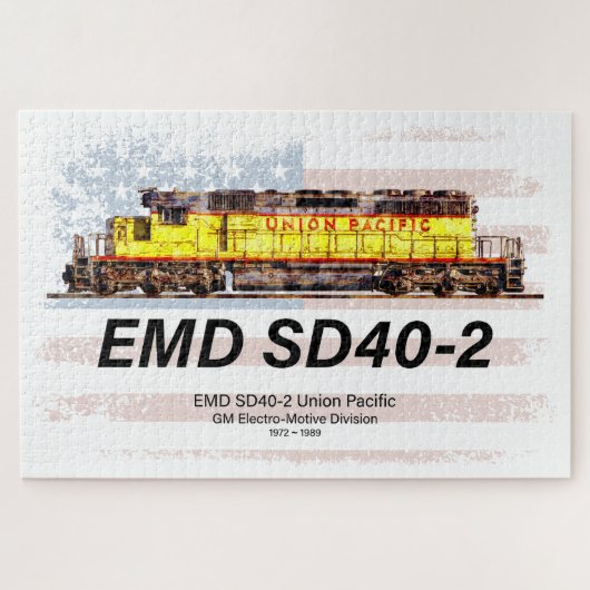 EMD SD40-2ディーゼル機関車。アメリカ国旗 ジグソーパズル (横)