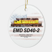 EMD SD40-2ディーゼル機関車。アメリカ国旗 セラミックオーナメント (左)
