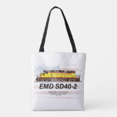 EMD SD40-2ディーゼル機関車。アメリカ国旗 トートバッグ (裏面)