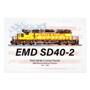 EMD SD40-2ディーゼル機関車。アメリカ国旗 フォトプリント