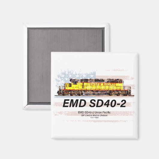 EMD SD40-2ディーゼル機関車。アメリカ国旗 マグネット (正面/裏面)