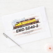 EMD SD40-2ディーゼル機関車。アメリカ国旗 長方形シール (封筒)