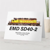EMD SD40-2ディーゼル機関車。ユニオン太平洋 サンキューカード (正面)