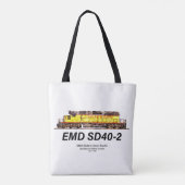 EMD SD40-2ディーゼル機関車。ユニオン太平洋 トートバッグ (裏面)