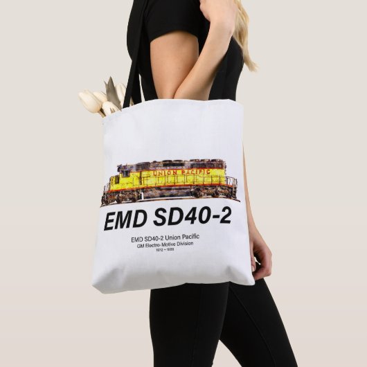 EMD SD40-2ディーゼル機関車。ユニオン太平洋 トートバッグ (クローズアップ)