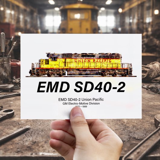 EMD SD40-2ディーゼル機関車。ユニオン太平洋 ポストカード