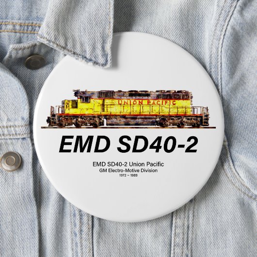 EMD SD40-2ディーゼル機関車。ユニオン太平洋 缶バッジ (インサイチュ)