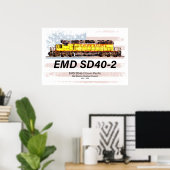 EMD SD40-2 ディーゼル機関車 アメリカ国旗 ポスター (ホームオフィス)