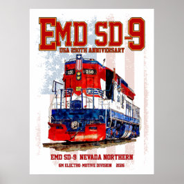EMD SD-9機関車 アメリカ250周年記念塗装 ポスター