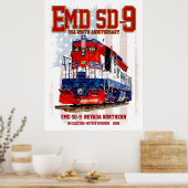 EMD SD-9機関車 アメリカ250周年記念塗装 ポスター (キッチン)
