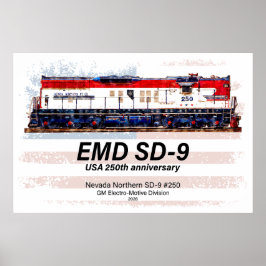 EMD SD-9機関車 米国建国250周年デザイン ポスター
