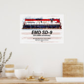 EMD SD-9機関車 米国建国250周年デザイン ポスター (キッチン)