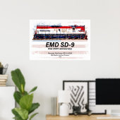 EMD SD-9機関車 米国建国250周年デザイン ポスター (ホームオフィス)