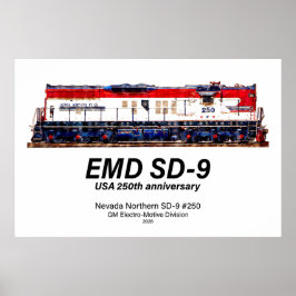 EMD SD-9 アメリカ建国250周年記念ヘリテージ機関車 ポスター