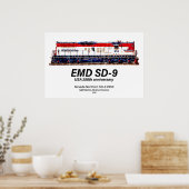 EMD SD-9 アメリカ建国250周年記念ヘリテージ機関車 ポスター (キッチン)