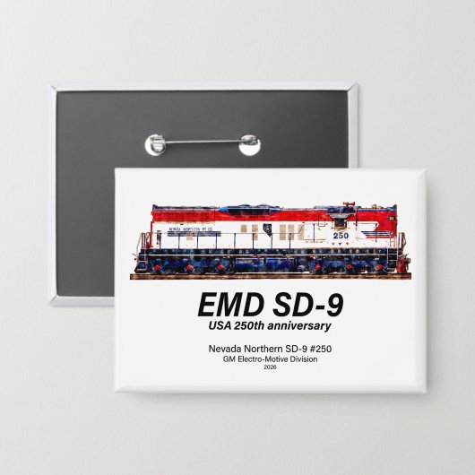 EMD SD-9 アメリカ建国250周年記念ヘリテージ機関車 缶バッジ (正面/裏面)