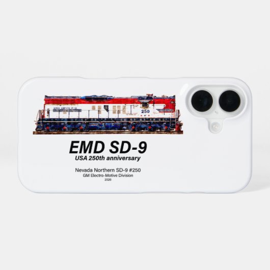 EMD SD-9 アメリカ建国250周年記念ヘリテージ機関車 iPhone 16ケース (裏面横)