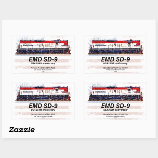 EMD SD-9 Locomotive USA 250th Anniversary Livery 長方形シール (シート)