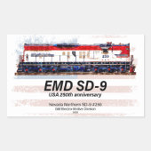 EMD SD-9 Locomotive USA 250th Anniversary Livery 長方形シール (正面)