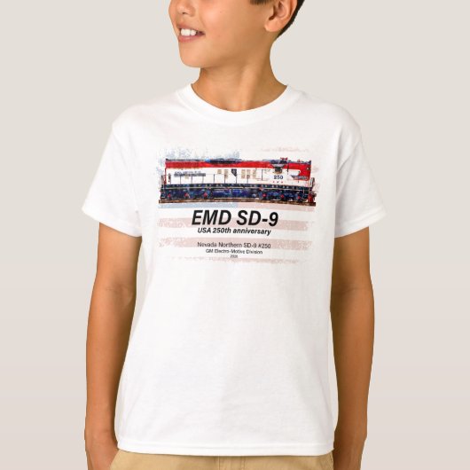 EMD SD-9 Locomotive USA 250th Anniversary Livery Tシャツ (正面)