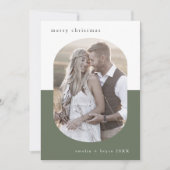 EMELIAグリーンオーバルクリエイティブファミリーフォトクリスマス シーズンカード (正面)