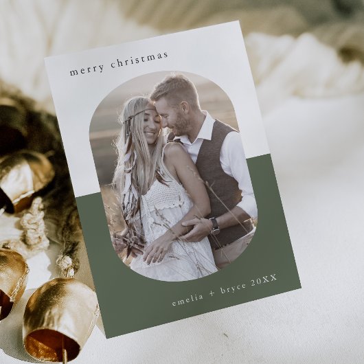 EMELIAグリーンオーバルクリエイティブファミリーフォトクリスマス シーズンカード