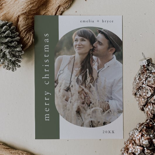 EMELIAグリーンクリスマスグリーティングフォトメリークリスマス シーズンカード