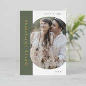 EMELIAグリーンゴールドフォイルオーバルフォトメリークリスマス 箔シーズンカード (立ち正面)