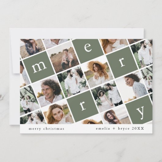 EMELIAグリーンファミモダンリ写真数々のクリスマス シーズンカード (正面)