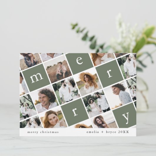 EMELIAグリーンファミモダンリ写真数々のクリスマス シーズンカード (スタンド正面)
