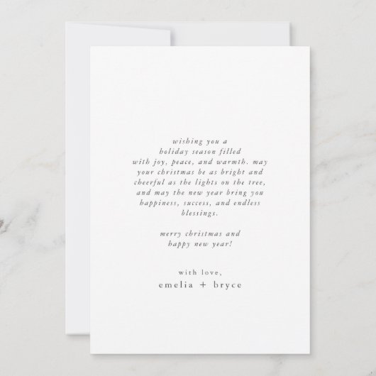 EMELIAグリーンファユニークイミニマルミリアフォトクリスマス シーズンカード (裏面)