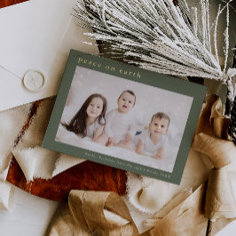 EMELIAグリーンフォイル写真の平和に地球クリスマス 箔シーズンカード