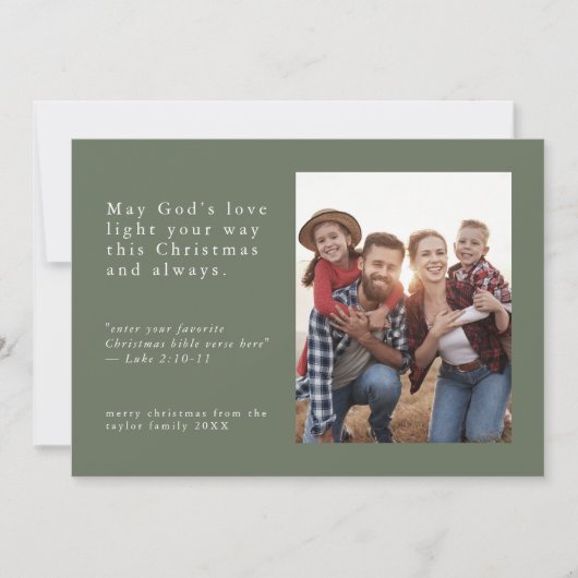 EMELIAグリーンフォト簡単シンプル宗教的クリスマス シーズンカード (正面)