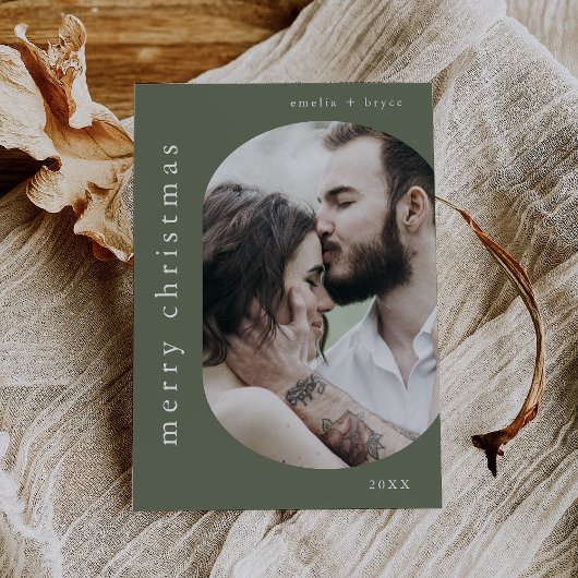 EMELIAグリーン写真ファミリーフォトメリークリスマス シーズンカード