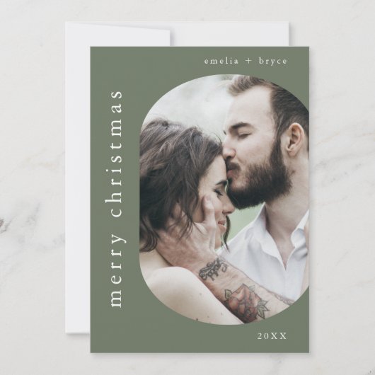 EMELIAグリーン写真ファミリーフォトメリークリスマス シーズンカード (正面)