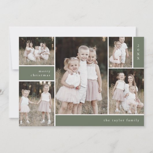 EMELIAグリーン可愛い写真モダンの数々のクリスマス シーズンカード (正面)