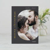 EMELIAグレーゴールドフォイルフォトメリークリスマス 箔シーズンカード (立ち正面)