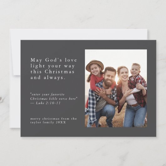 EMELIAグレーフォト簡単シンプル宗教的クリスマス シーズンカード (正面)