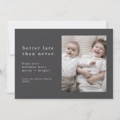 EMELIAグレー新年の写真クリスマスおもしろい後期 シーズンカード (正面)