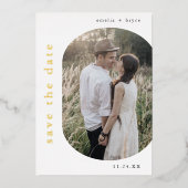 EMELIAゴールドフォイルボホモダンウェディングデートを保存 箔招待状 (正面)