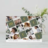 EMELIAゴールドフォイル緑の写真数々のクリスマス 箔シーズンカード (立ち正面)