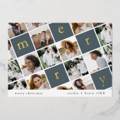 EMELIAゴールドフォイル青い写真数々のクリスマス 箔シーズンカード (正面)