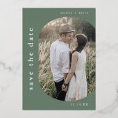 EMELIAシルバーフォイルウッドランドウェディング日付を保存 箔招待状 (正面)