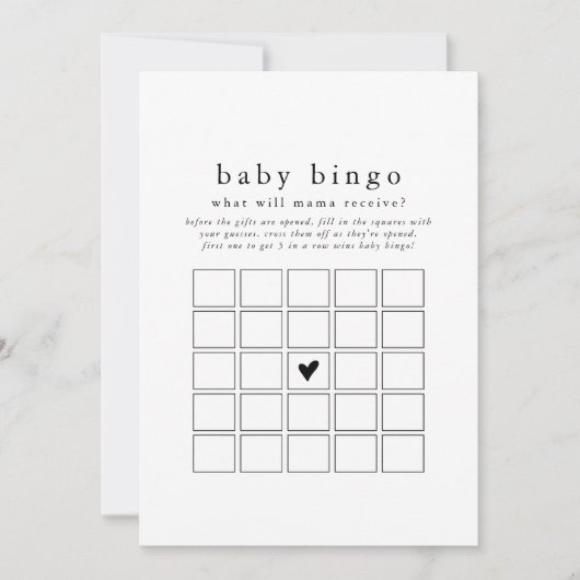 EMELIAシンプルベビービンゴ赤ちゃんシャワーゲームカード 招待状 (正面)